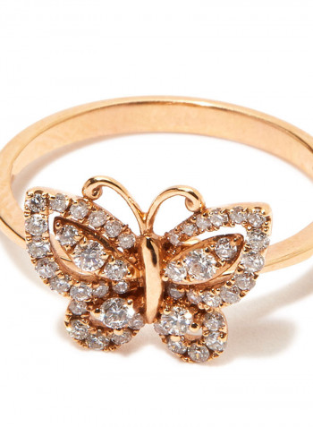 18K Gold Butterfly Design Diamond Ring