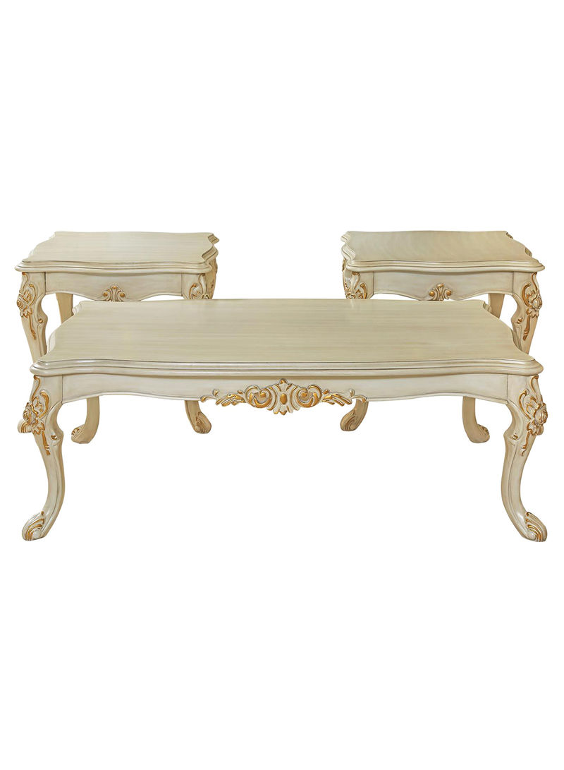 3-Piece Goldenwood Coffee Table Set Pearl/Gold