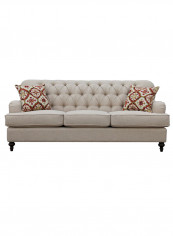 Dorothy 3-Seater Sofa With 2-Pillows Beige 97x215cm