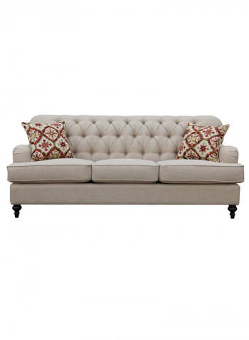 Dorothy 3-Seater Sofa With 2-Pillows Beige 97x215cm