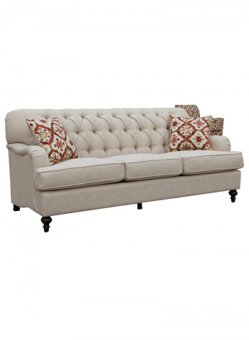 Dorothy 3-Seater Sofa With 2-Pillows Beige 97x215cm