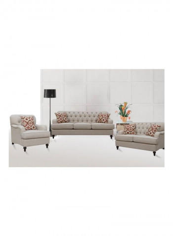 Dorothy 3-Seater Sofa With 2-Pillows Beige 97x215cm