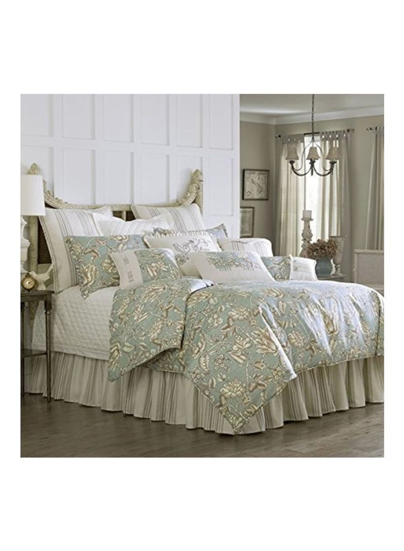 4-Piece Gramercy Jacobean Floral Comforter Set Sage/Taupe/Vintage White Super King