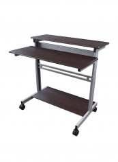 Ergonomic Standing Desk With Shelves Silver/Dark Walnut