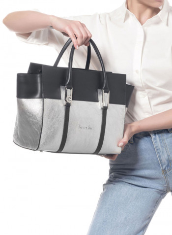 Hellen Colourblock Pattern Shoulder Bag Silver/Black