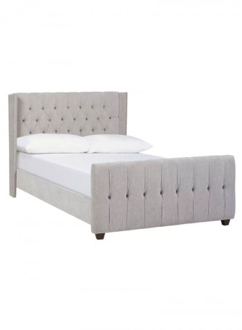 David Tufted Wingback Upholstered Bed With Mattress Grey 180 x 200centimeter