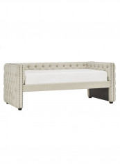 Tufted Nailhead Chesterfield Trundle Daybed Beige