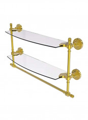 Retro Dot Collection Two Tiered Glass Shelf Clear/Gold 18inch