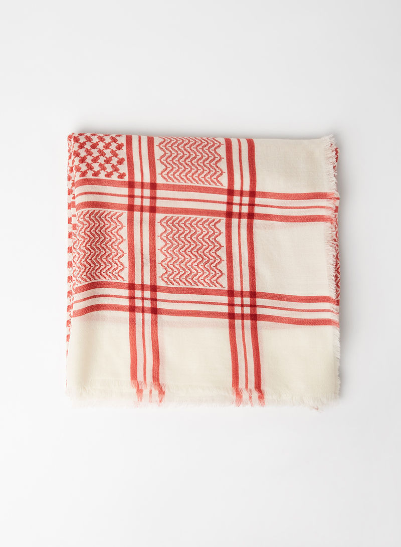 Cashmere Shemagh Red/White