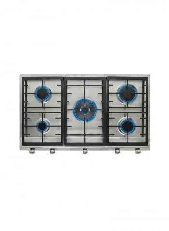 Ex 90.1 5G Ai Al Dr Ci Gas Hob With 5 High Efficiency Burners And Cast Iron Grills In 90 Cm Of Natural Gas 40212063 Silver