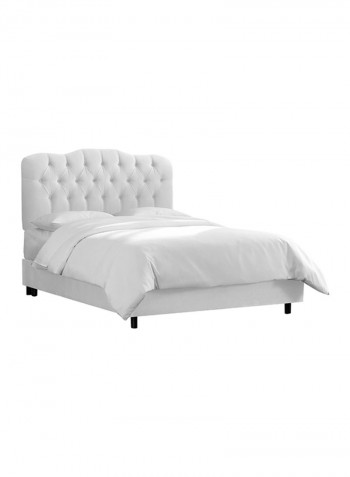 Velvet Tufted Bed With Mattress White King