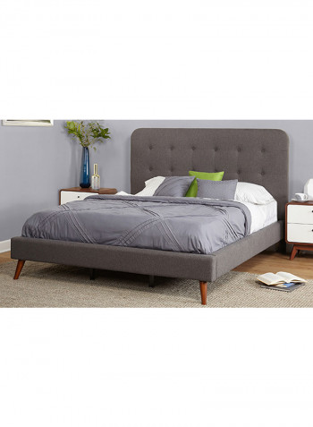 Mid Century Bed With Mattress Grey/White King