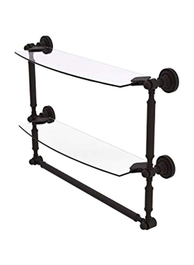 Dottingham Collection Two Tiered Integrated Towel Bar Glass Shelf Black/Clear 18inch