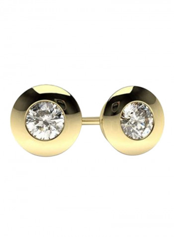 18K Gold Exquisite Design Bazel Diamond Stud Earring