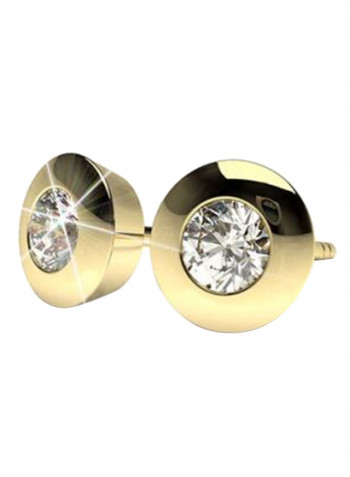 18K Gold Exquisite Design Bazel Diamond Stud Earring