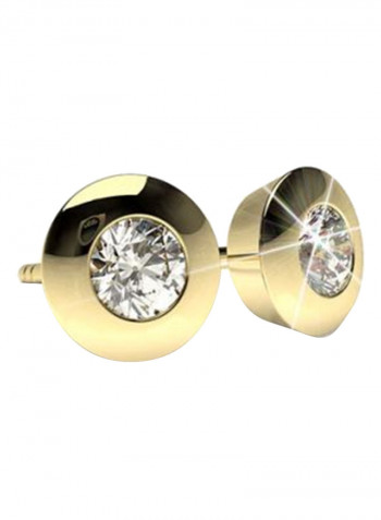 18K Gold Exquisite Design Bazel Diamond Stud Earring