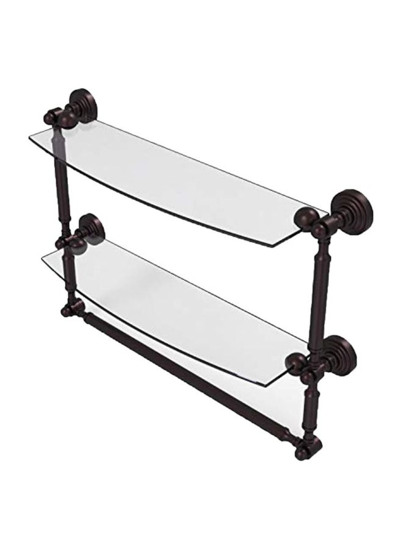 Waverly Place Collection Two Tiered Integrated Towel Bar Glass Shelf Brown 18inch