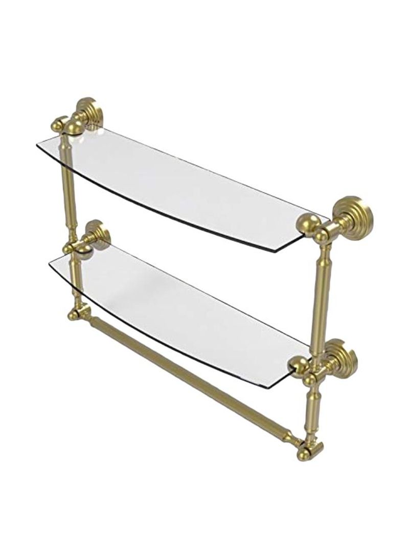Waverly Place Collection Two Tiered Towel Bar Glass Shelf Clear/Gold 18inch
