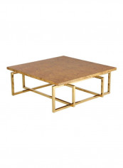 Clara Wooden Coffee Table Brown/Gold 120x120x44centimeter