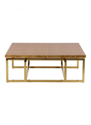 Clara Wooden Coffee Table Brown/Gold 120x120x44centimeter
