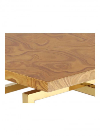 Clara Wooden Coffee Table Brown/Gold 120x120x44centimeter