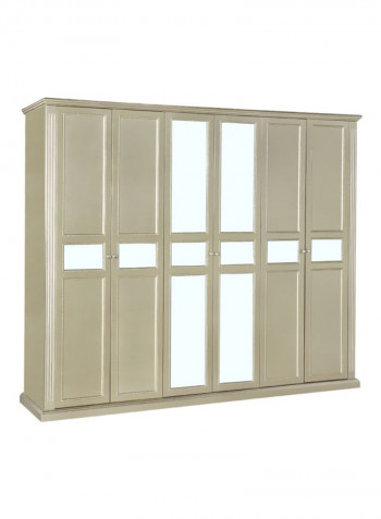 Hampton 6-Door Wardrobe Gold 256x225x65centimeter