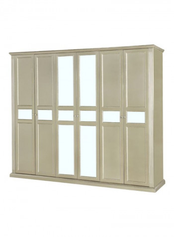 Hampton 6-Door Wardrobe Gold 256x225x65centimeter