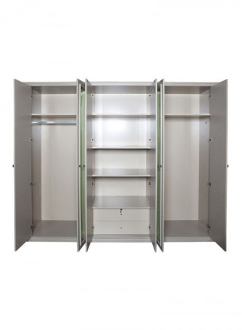 Washington 6-Drawer Wardrobe Grey/Clear 260x63x220cm