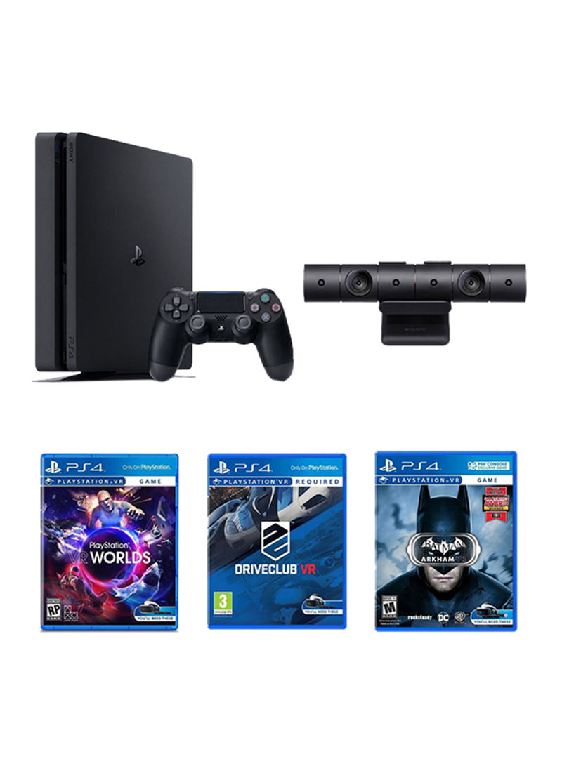 PlayStation 4 Slim 500GB Console With DualShock 4 Controller, PlayStation VR Camera And 3 VR Games