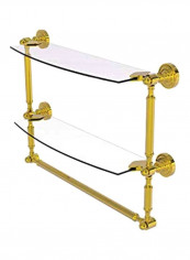 Dottingham Collection Two Tiered Integrated Towel Bar Glass Shelf Clear/gold 18inch