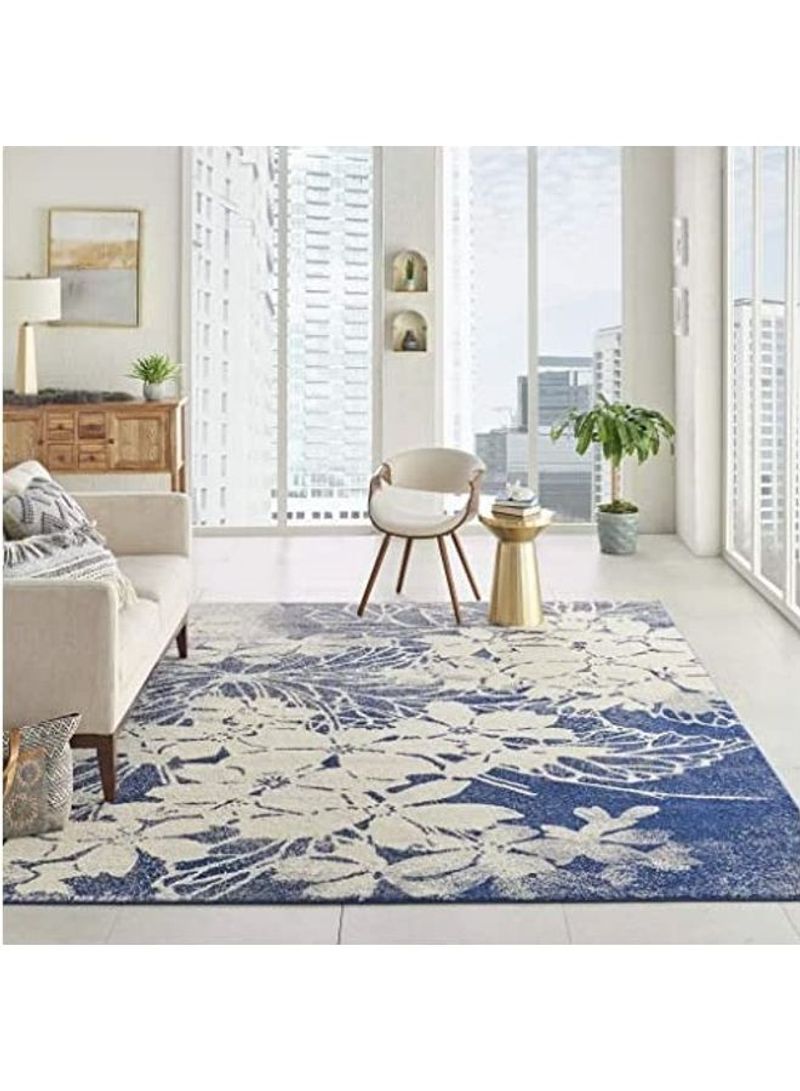 Tranquil Floral Contemporary Area Rug Beige/Blue