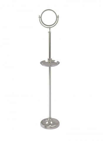 Adjustable Height Floor Standing Make-Up Mirror Satin Nickel