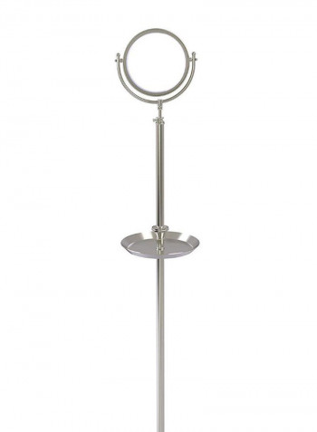 Adjustable Height Floor Standing Make-Up Mirror Satin Nickel