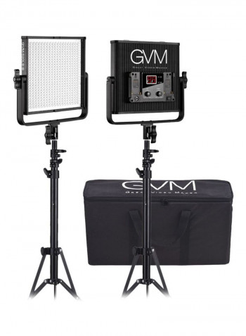 2-Piece Dimmable LED Video Light Set White/Black