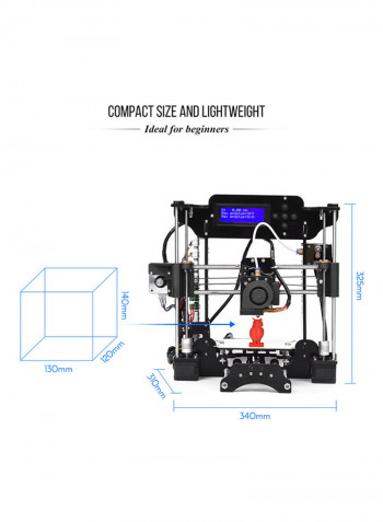 XY-100 Portable High Precision Desktop 3D Printer DIY Kit 120 x 140 x 130millimeter Black
