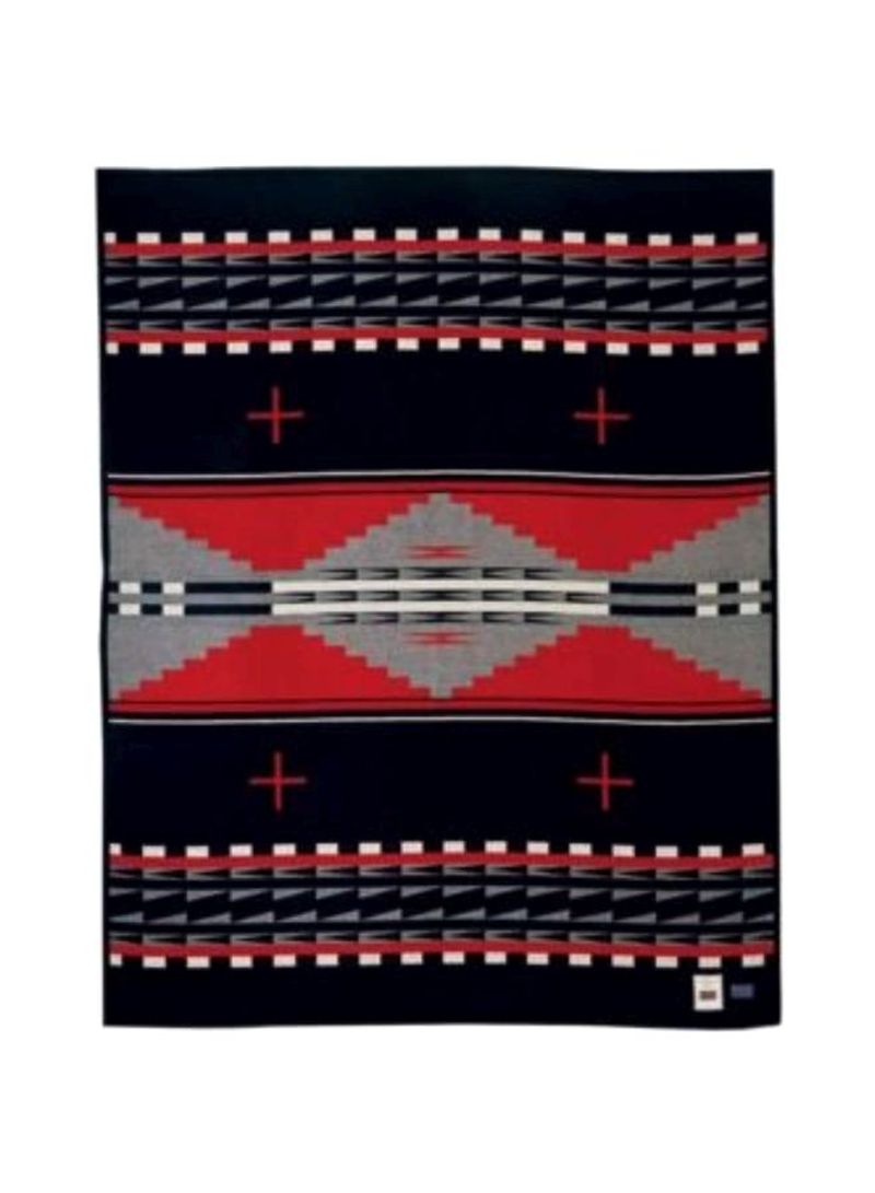 Cotton Blanket Black/Red/Grey 65.7x79.9inch