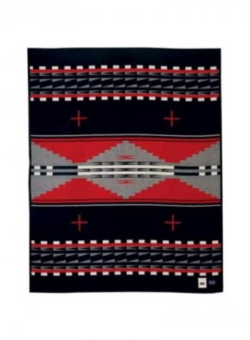 Cotton Blanket Black/Red/Grey 65.7x79.9inch