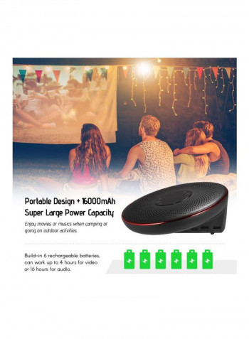 Portable DLP Video Projector With Remote Control Set Black/Red