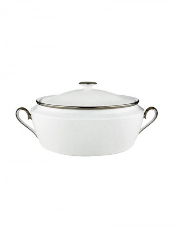 Solitaire Covered Vegetable Bowl White 9x9x5inch