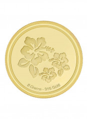 22K 916 Purity 8 Gms Flower Gold Coin MGFL916P008G