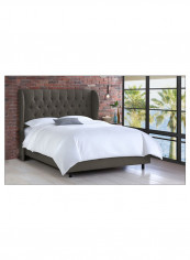 Tufted Upholstered Bed With Mattress Dark Grey 180 x 200centimeter