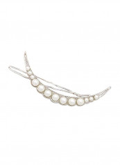 Artificial Pearl Decor Trendy Hair Clip Silver/White