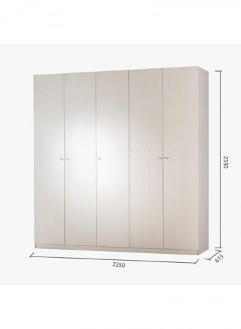 6 Door Wardrobe Beige 225x61.5x235cm
