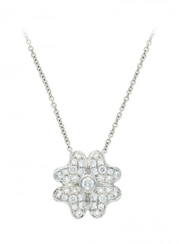 18 Karat White Gold 0.46Ct Diamond Studded Flower Designed Pendant