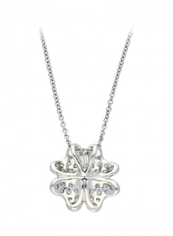 18 Karat White Gold 0.46Ct Diamond Studded Flower Designed Pendant