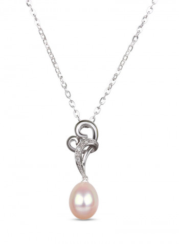 18K White Gold Heart Freshwater Pearl Pendant