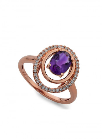 18 Karat Gold Amethyst Diamond Ring Rose Gold