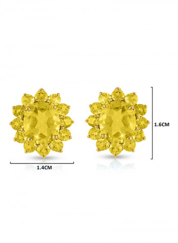 18 Karat Solid Gold Genuine Citrine Earrings