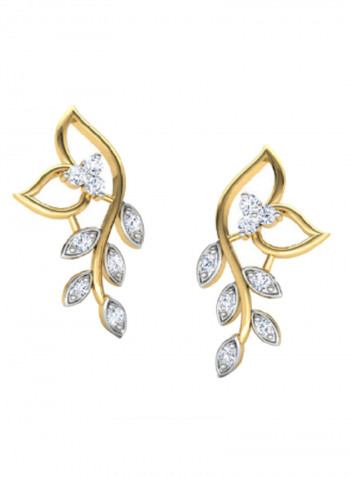 18K Gold Exquisite Design Leaf Diamond Earring