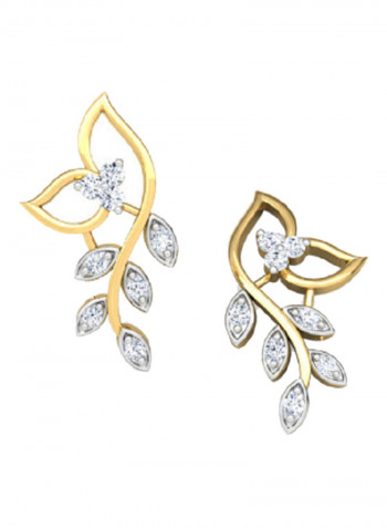18K Gold Exquisite Design Leaf Diamond Earring